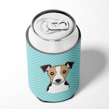Load image into Gallery viewer, Checkerboard Blue Jack Russell Terrier Can or Bottle Hugger BB1199CC