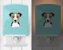 Load image into Gallery viewer, Checkerboard Blue Jack Russell Terrier Ceramic Night Light BB1199CNL