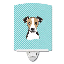 Load image into Gallery viewer, Checkerboard Blue Jack Russell Terrier Ceramic Night Light BB1199CNL