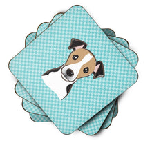Load image into Gallery viewer, Checkerboard Blue Jack Russell Terrier Coasters - Set of 4 Lightweight Foam, Absorbent Drink Coasters BB1199FC