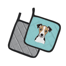 Load image into Gallery viewer, Checkerboard Blue Jack Russell Terrier Pot Holders - Set of 2 - Heat-Resistant Kitchen Essentials BB1199PTHD