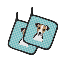 Load image into Gallery viewer, Checkerboard Blue Jack Russell Terrier Pot Holders - Set of 2 - Heat-Resistant Kitchen Essentials BB1199PTHD