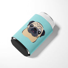 Load image into Gallery viewer, Checkerboard Blue Fawn Pug Can or Bottle Hugger BB1200CC