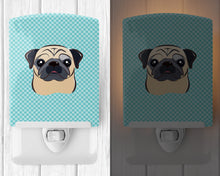 Load image into Gallery viewer, Checkerboard Blue Fawn Pug Ceramic Night Light BB1200CNL
