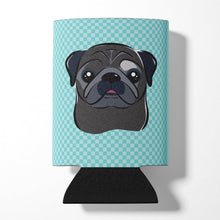 Load image into Gallery viewer, Checkerboard Blue Black Pug Can or Bottle Hugger BB1201CC