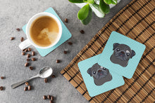 Load image into Gallery viewer, Checkerboard Blue Black Pug Coasters - Set of 4 Lightweight Foam, Absorbent Drink Coasters BB1201FC