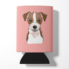 Load image into Gallery viewer, Checkerboard Pink Jack Russell Terrier Can or Bottle Hugger BB1202CC