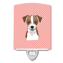 Load image into Gallery viewer, Checkerboard Pink Jack Russell Terrier Ceramic Night Light BB1202CNL