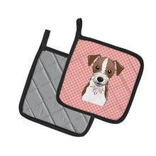 Load image into Gallery viewer, Checkerboard Pink Jack Russell Terrier Pot Holders - Set of 2 - Heat-Resistant Kitchen Essentials BB1202PTHD