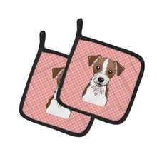 Load image into Gallery viewer, Checkerboard Pink Jack Russell Terrier Pot Holders - Set of 2 - Heat-Resistant Kitchen Essentials BB1202PTHD
