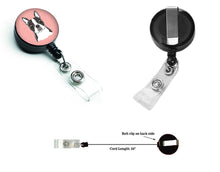 Load image into Gallery viewer, Checkerboard Pink Boston Terrier Retractable Badge Reel BB1203BR