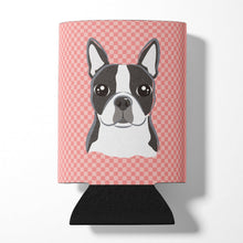 Load image into Gallery viewer, Checkerboard Pink Boston Terrier Can or Bottle Hugger BB1203CC