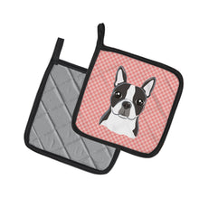 Load image into Gallery viewer, Checkerboard Pink Boston Terrier Pot Holders - Set of 2 - Heat-Resistant Kitchen Essentials BB1203PTHD
