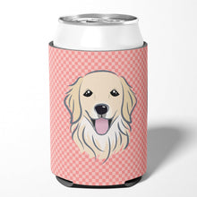 Load image into Gallery viewer, Checkerboard Pink Golden Retriever Can or Bottle Hugger BB1205CC