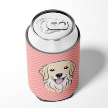Load image into Gallery viewer, Checkerboard Pink Golden Retriever Can or Bottle Hugger BB1205CC
