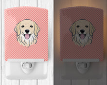 Load image into Gallery viewer, Checkerboard Pink Golden Retriever Ceramic Night Light BB1205CNL