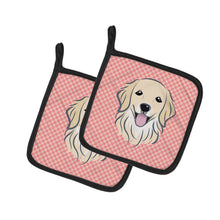 Load image into Gallery viewer, Checkerboard Pink Golden Retriever Pot Holders - Set of 2 - Heat-Resistant Kitchen Essentials BB1205PTHD