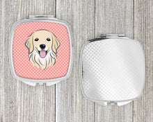 Load image into Gallery viewer, Checkerboard Pink Golden Retriever Compact Mirror – Stylish Purse Mirror with Artistic Covers BB1205SCM