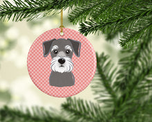 Load image into Gallery viewer, Checkerboard Pink Schnauzer Ceramic Ornament BB1206CO1