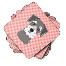Load image into Gallery viewer, Checkerboard Pink Schnauzer Coasters - Set of 4 Lightweight Foam, Absorbent Drink Coasters BB1206FC