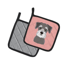 Load image into Gallery viewer, Checkerboard Pink Schnauzer Pot Holders - Set of 2 - Heat-Resistant Kitchen Essentials BB1206PTHD