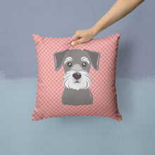 Load image into Gallery viewer, Checkerboard Pink Schnauzer Canvas Throw Pillow - 14x14 Decorative Pillow – Art for Your Home &amp; Patio BB1206PW1414