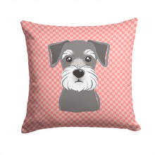Load image into Gallery viewer, Checkerboard Pink Schnauzer Canvas Throw Pillow - 14x14 Decorative Pillow – Art for Your Home &amp; Patio BB1206PW1414