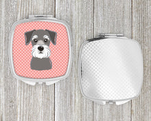 Load image into Gallery viewer, Checkerboard Pink Schnauzer Compact Mirror – Stylish Purse Mirror with Artistic Covers BB1206SCM