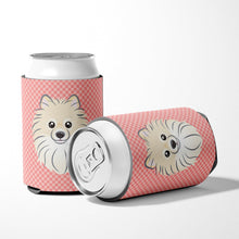 Load image into Gallery viewer, Checkerboard Pink Pomeranian Can or Bottle Hugger BB1207CC