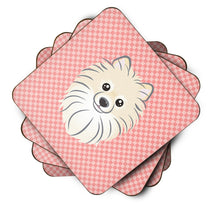 Load image into Gallery viewer, Checkerboard Pink Pomeranian Coasters - Set of 4 Lightweight Foam, Absorbent Drink Coasters BB1207FC