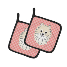 Load image into Gallery viewer, Checkerboard Pink Pomeranian Pot Holders - Set of 2 - Heat-Resistant Kitchen Essentials BB1207PTHD
