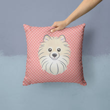 Load image into Gallery viewer, Checkerboard Pink Pomeranian Canvas Throw Pillow - 14x14 Decorative Pillow – Art for Your Home &amp; Patio BB1207PW1414