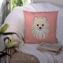 Load image into Gallery viewer, Checkerboard Pink Pomeranian Canvas Throw Pillow - 14x14 Decorative Pillow – Art for Your Home &amp; Patio BB1207PW1414
