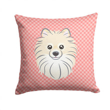 Load image into Gallery viewer, Checkerboard Pink Pomeranian Canvas Throw Pillow - 14x14 Decorative Pillow – Art for Your Home &amp; Patio BB1207PW1414