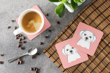 Load image into Gallery viewer, Checkerboard Pink Maltese Coasters - Set of 4 Lightweight Foam, Absorbent Drink Coasters BB1208FC