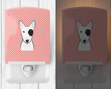 Load image into Gallery viewer, Checkerboard Pink Bull Terrier Ceramic Night Light BB1209CNL