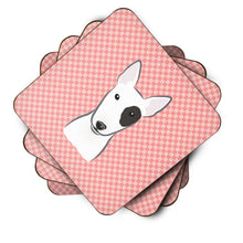 Load image into Gallery viewer, Checkerboard Pink Bull Terrier Coasters - Set of 4 Lightweight Foam, Absorbent Drink Coasters BB1209FC