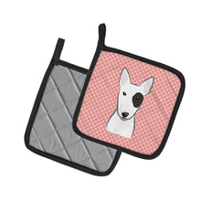 Load image into Gallery viewer, Checkerboard Pink Bull Terrier Pot Holders - Set of 2 - Heat-Resistant Kitchen Essentials BB1209PTHD