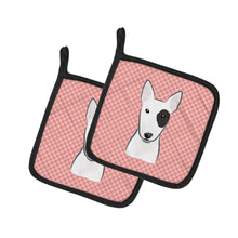 Load image into Gallery viewer, Checkerboard Pink Bull Terrier Pot Holders - Set of 2 - Heat-Resistant Kitchen Essentials BB1209PTHD