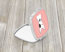 Load image into Gallery viewer, Checkerboard Pink Bull Terrier Compact Mirror – Stylish Purse Mirror with Artistic Covers BB1209SCM