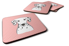 Load image into Gallery viewer, Checkerboard Pink Dalmatian Coasters - Set of 4 Lightweight Foam, Absorbent Drink Coasters BB1210FC