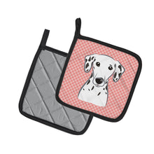 Load image into Gallery viewer, Checkerboard Pink Dalmatian Pot Holders - Set of 2 - Heat-Resistant Kitchen Essentials BB1210PTHD