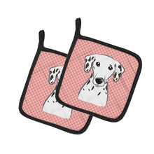 Load image into Gallery viewer, Checkerboard Pink Dalmatian Pot Holders - Set of 2 - Heat-Resistant Kitchen Essentials BB1210PTHD