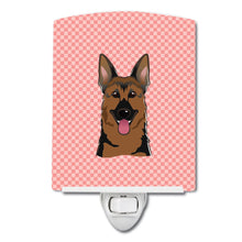 Load image into Gallery viewer, Checkerboard Pink German Shepherd Ceramic Night Light BB1211CNL