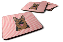Load image into Gallery viewer, Checkerboard Pink German Shepherd Coasters - Set of 4 Lightweight Foam, Absorbent Drink Coasters BB1211FC