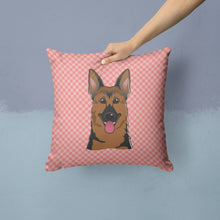 Load image into Gallery viewer, Checkerboard Pink German Shepherd Canvas Throw Pillow - 14x14 Decorative Pillow – Art for Your Home &amp; Patio BB1211PW1414