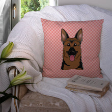 Load image into Gallery viewer, Checkerboard Pink German Shepherd Canvas Throw Pillow - 14x14 Decorative Pillow – Art for Your Home &amp; Patio BB1211PW1414