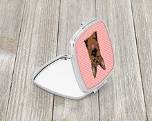 Load image into Gallery viewer, Checkerboard Pink German Shepherd Compact Mirror – Stylish Purse Mirror with Artistic Covers BB1211SCM