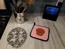 Load image into Gallery viewer, Checkerboard Pink Longhair Red Dachshund Pot Holders - Set of 2 - Heat-Resistant Kitchen Essentials BB1214PTHD