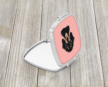 Load image into Gallery viewer, Checkerboard Pink Smooth Black and Tan Dachshund Compact Mirror – Stylish Purse Mirror with Artistic Covers BB1215SCM
